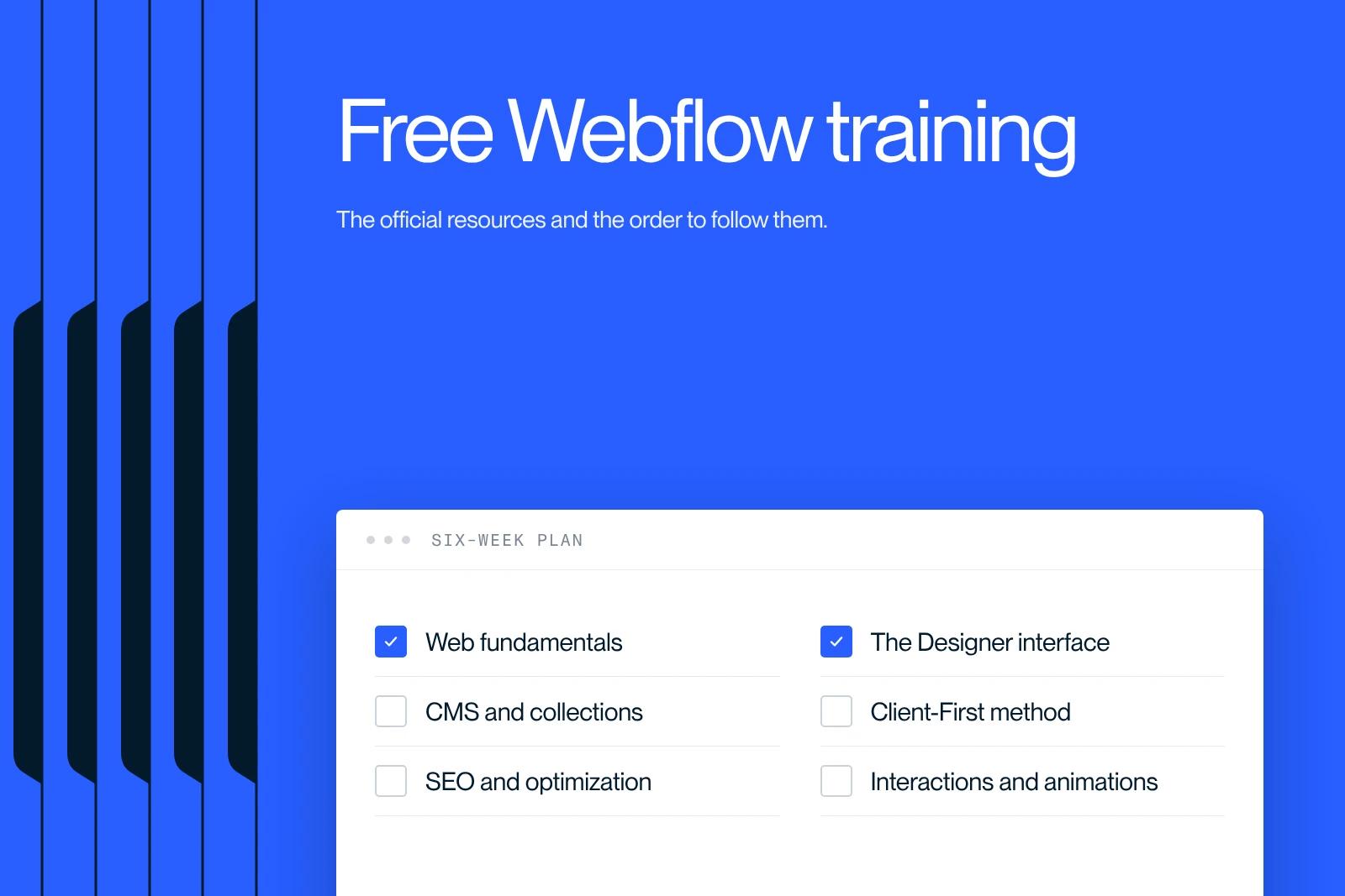 Synqro thumbnail: a free Webflow learning plan, from web fundamentals to animations