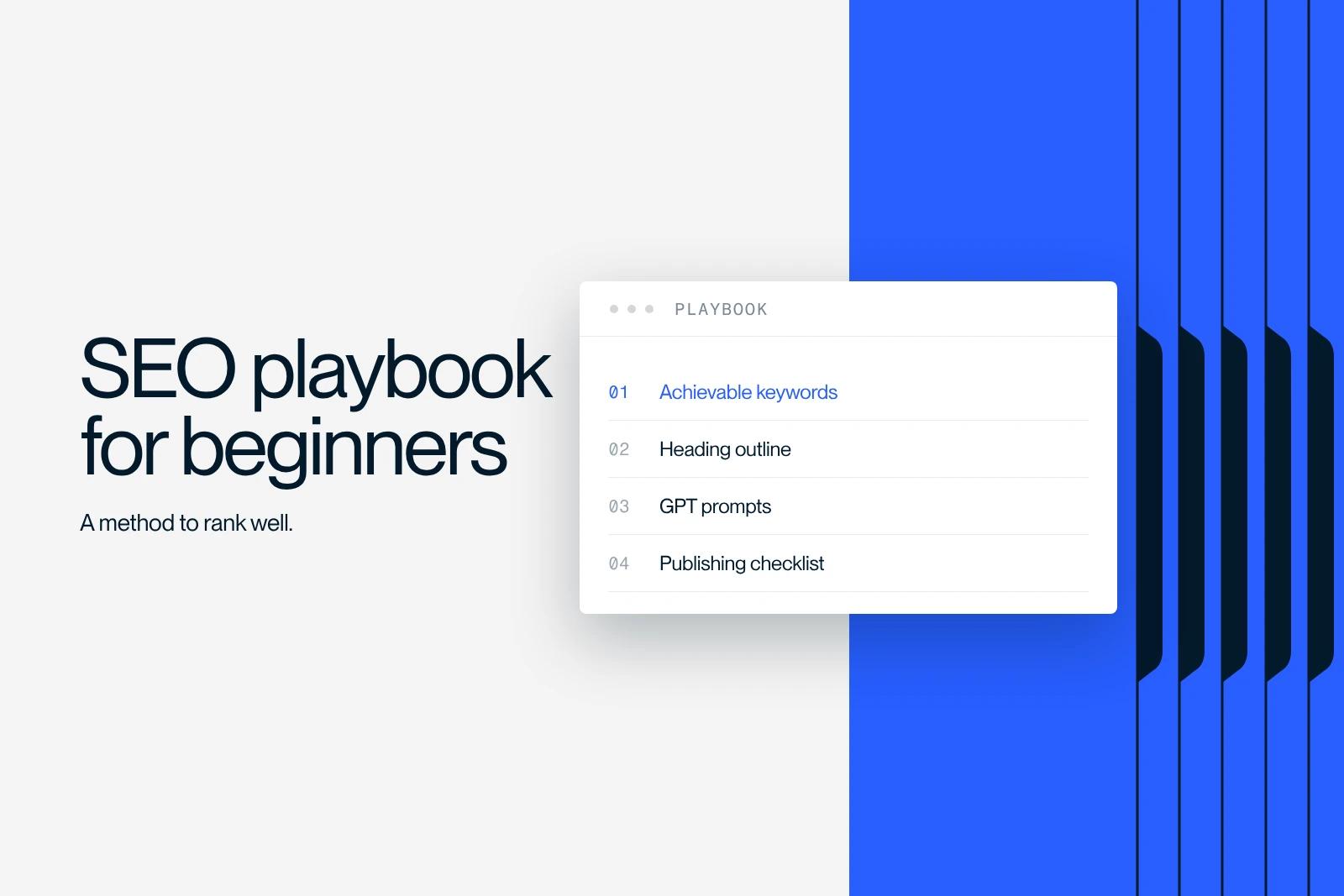 Synqro thumbnail: the steps of the SEO playbook, from keywords to the publishing checklist