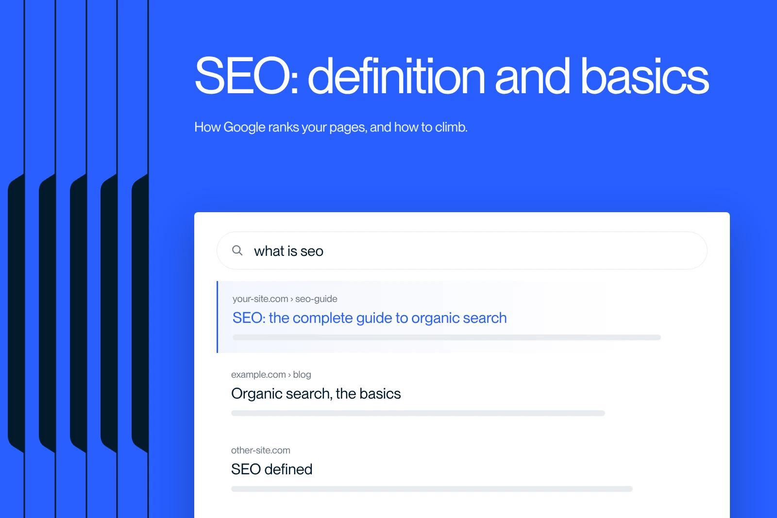 Synqro thumbnail: a Google results page with a well-ranked site at the top