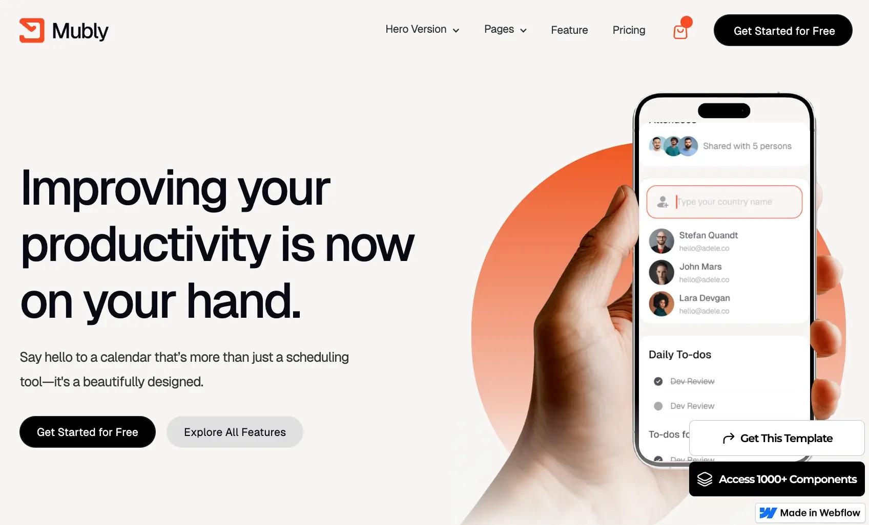 Template Webflow Mubly pour SaaS et applications