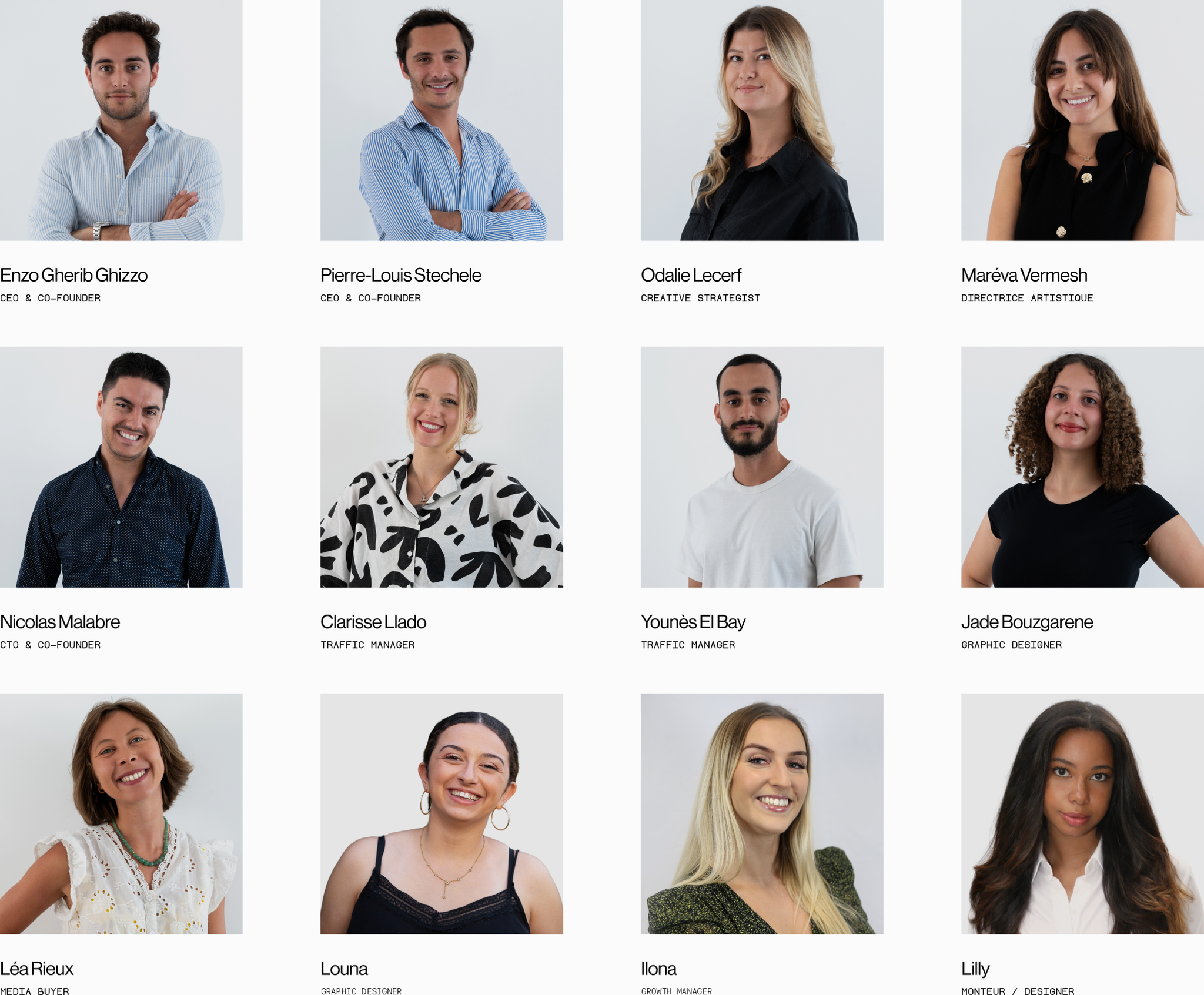 Growth Opportunity team page: twelve portraits with names and roles