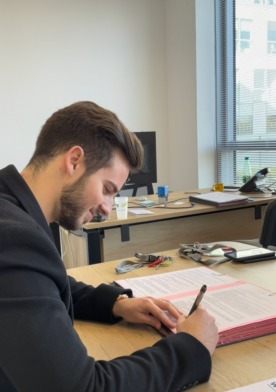 Writing notes at the desk