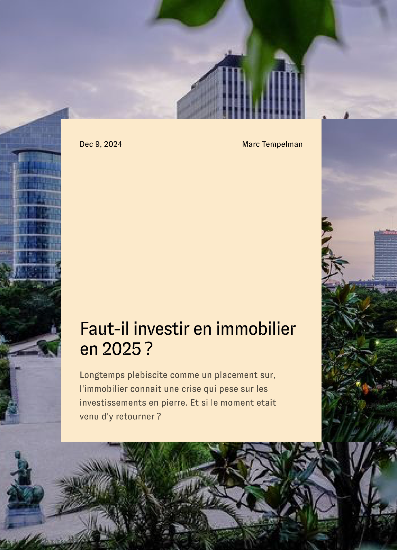 Cashbee article card on real estate investing in 2025