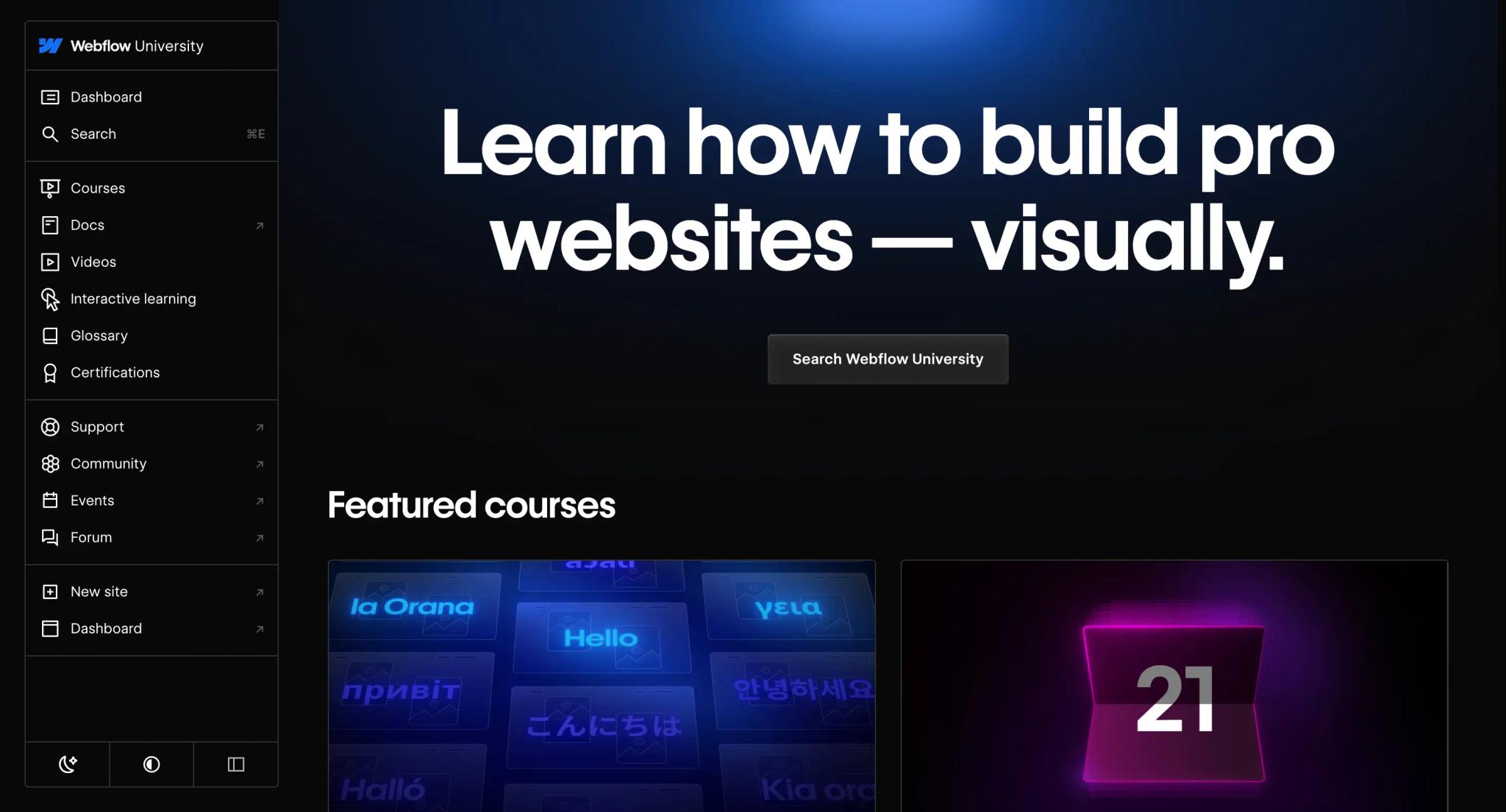 Une leçon vidéo sur Webflow University
