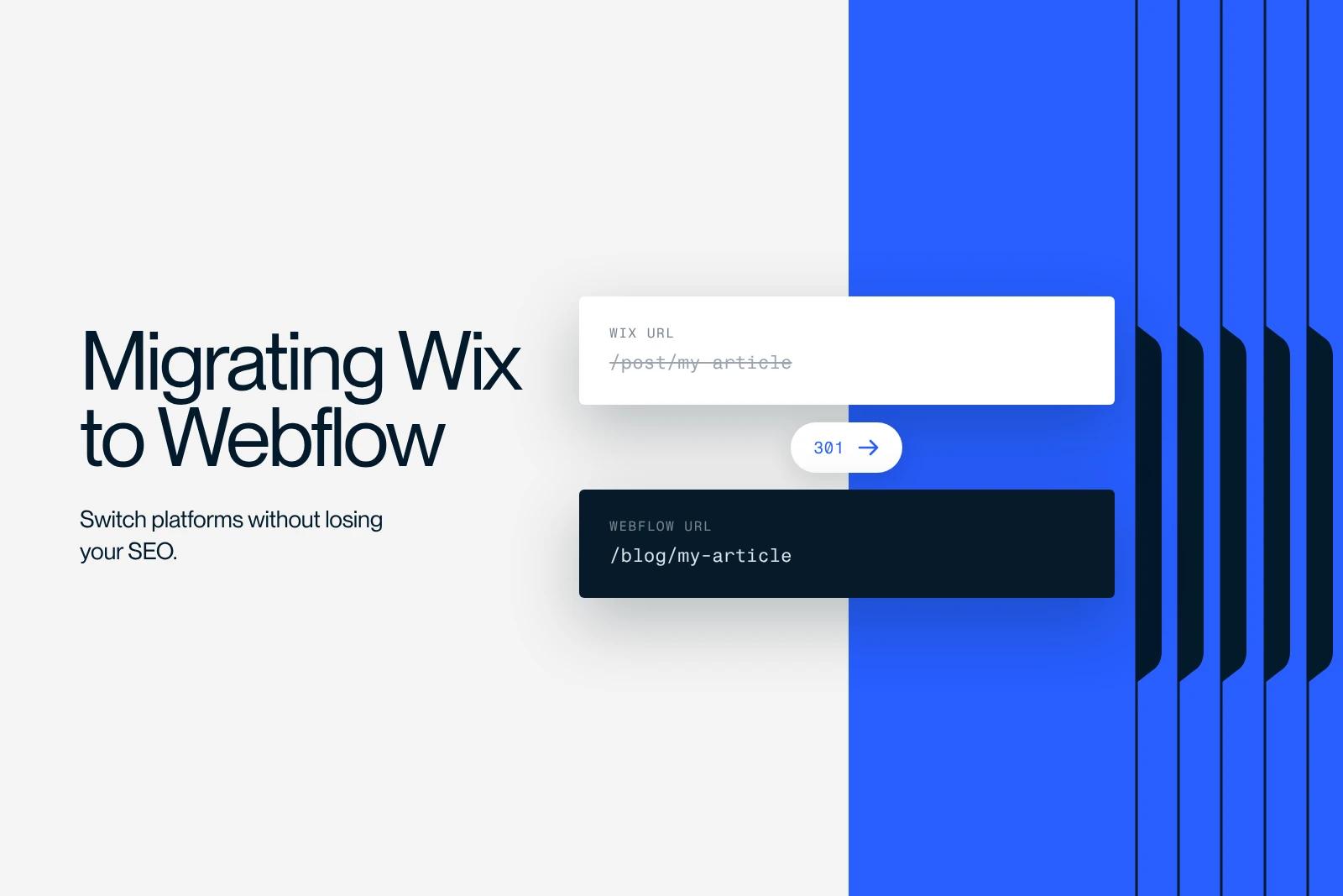 Synqro thumbnail: 301 redirect from a Wix blog post URL to its Webflow equivalent