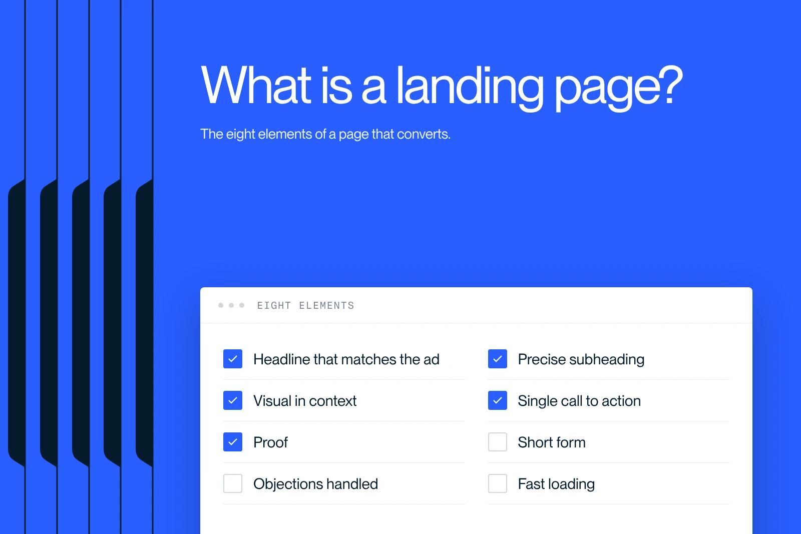Synqro thumbnail: the eight elements of a landing page that converts, from headline to speed