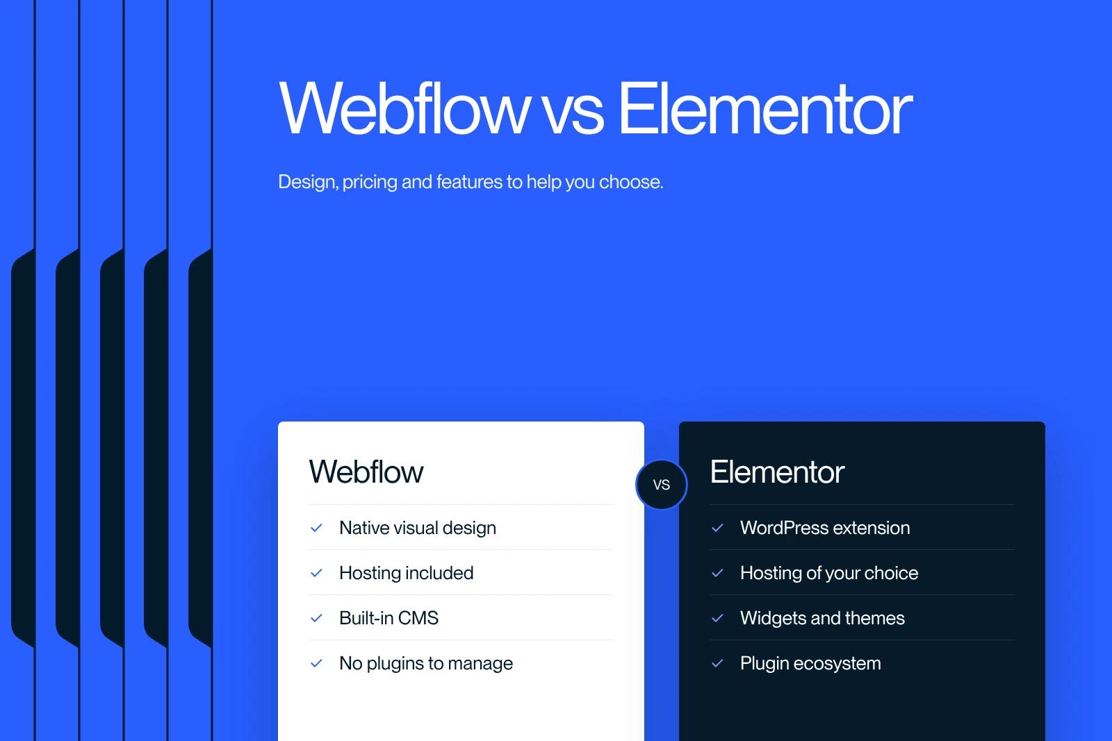 Synqro thumbnail: comparison between Webflow and Elementor, the WordPress page builder