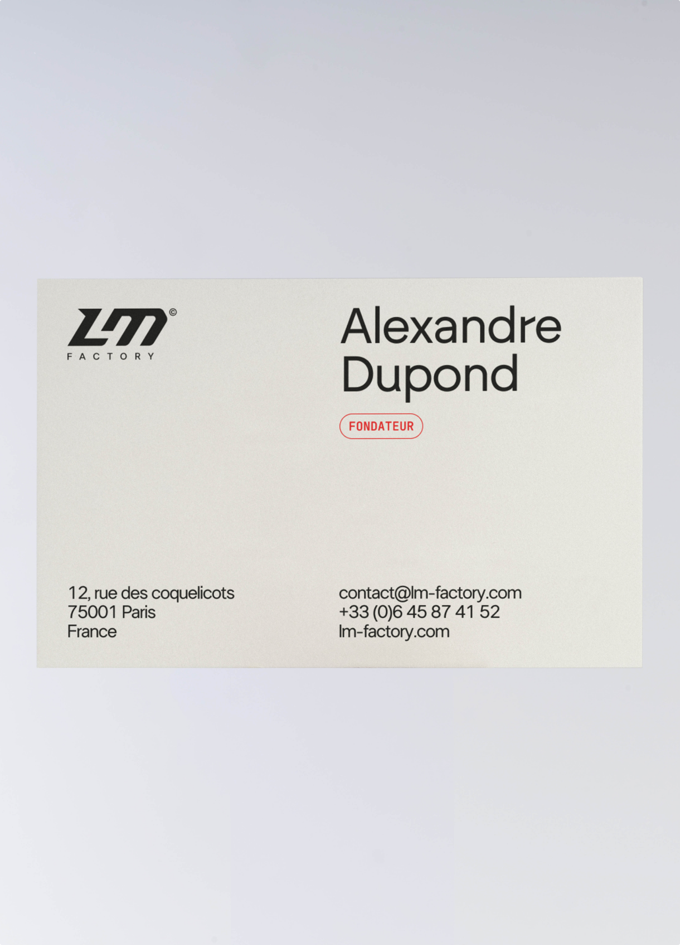 LM Factory business card