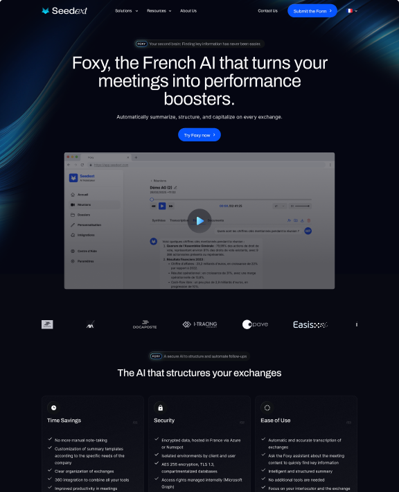 Seedext website: the home page