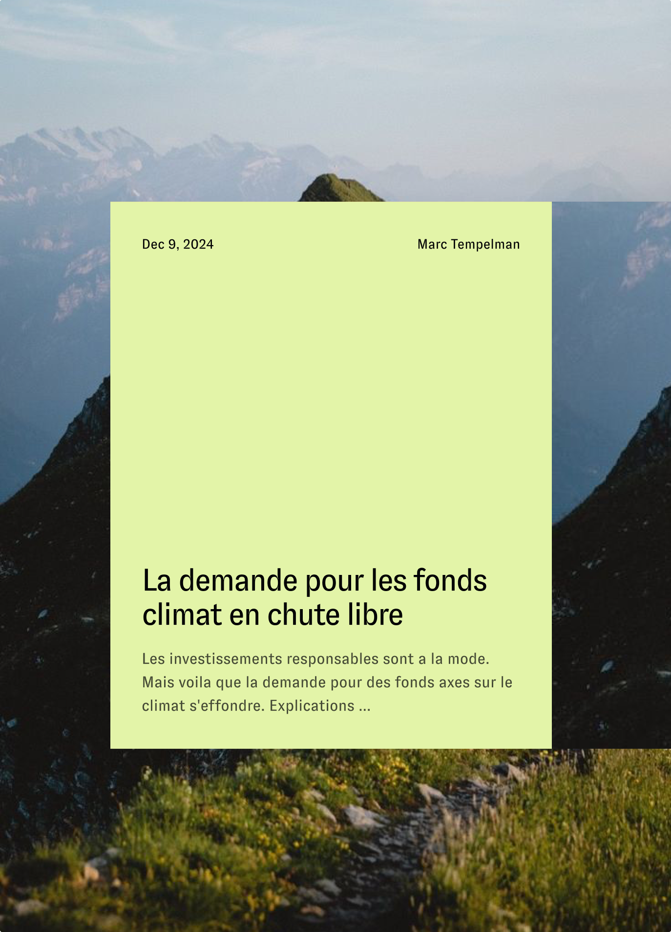 Cashbee article card on falling demand for climate funds