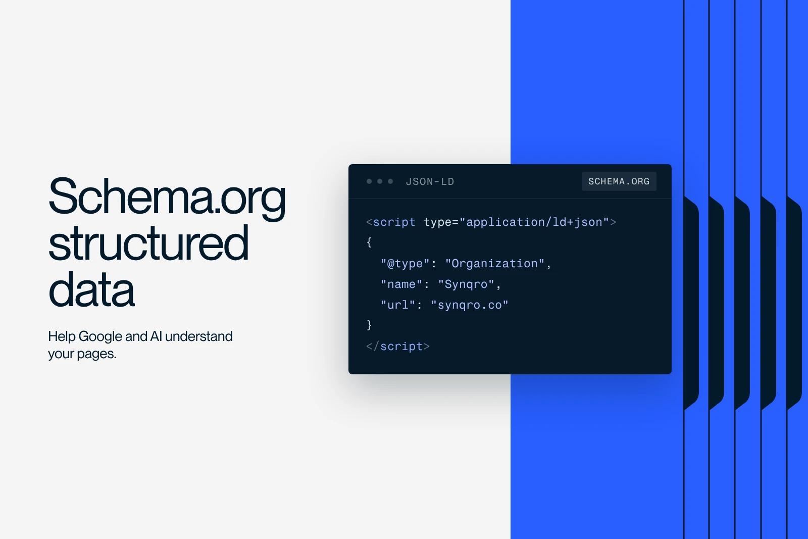 Synqro thumbnail: Schema.org JSON-LD markup of the Organization type
