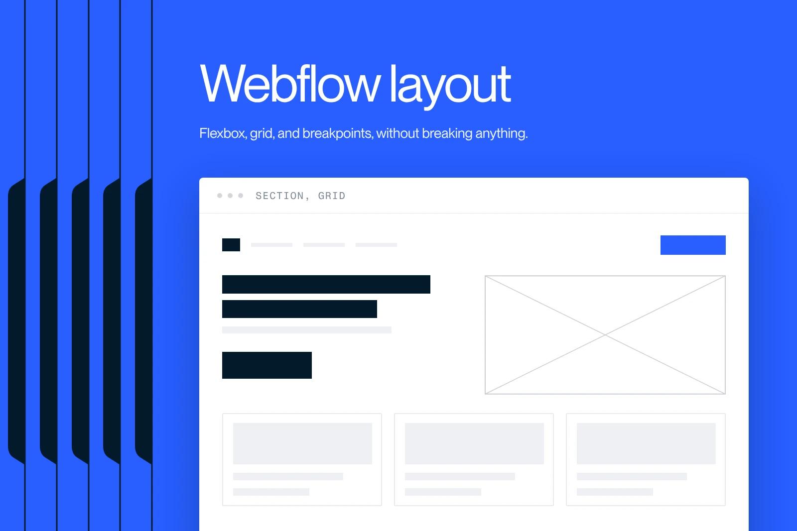 Synqro thumbnail: wireframe of a page structured into sections, containers and grids