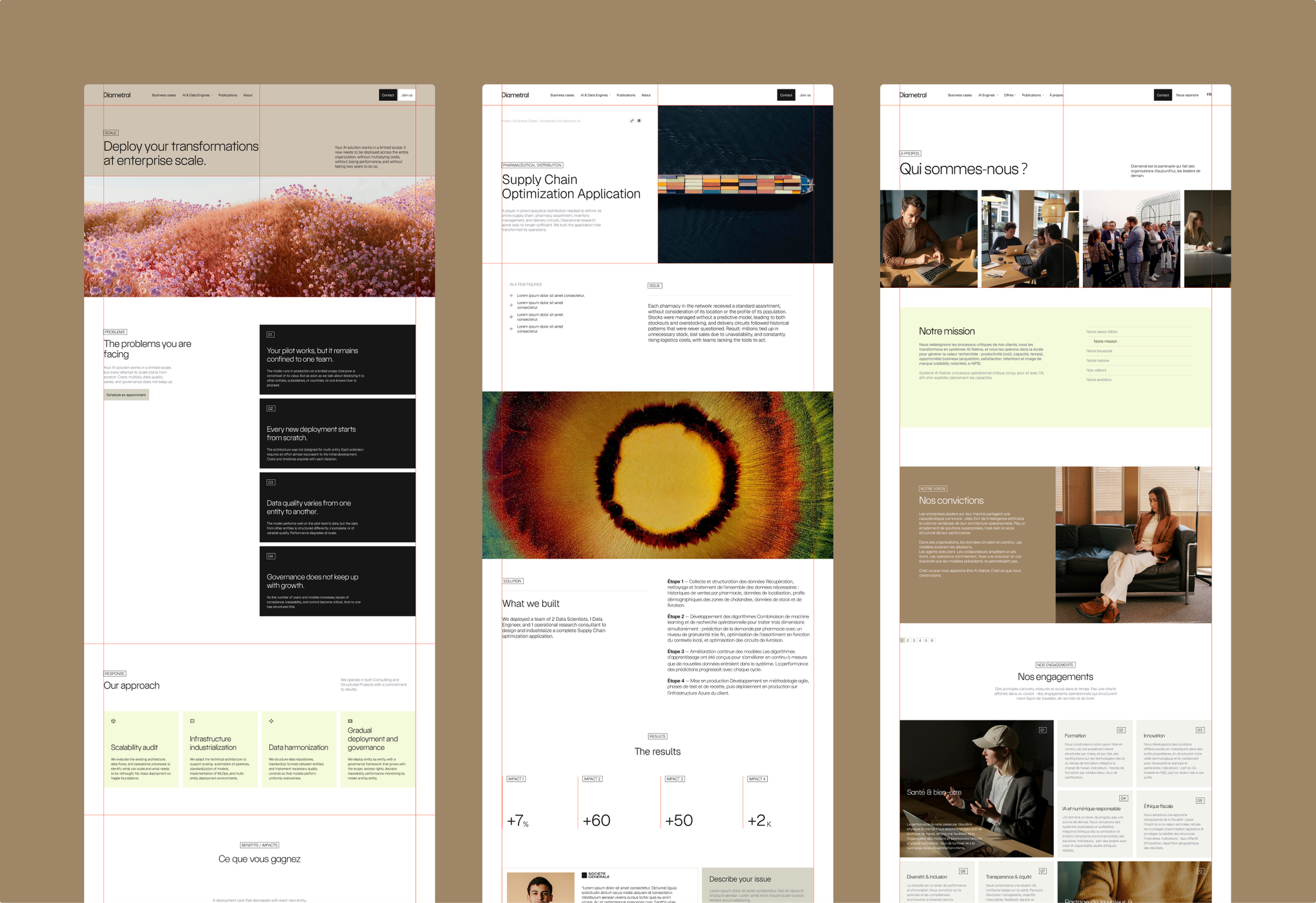 Diametral website pages