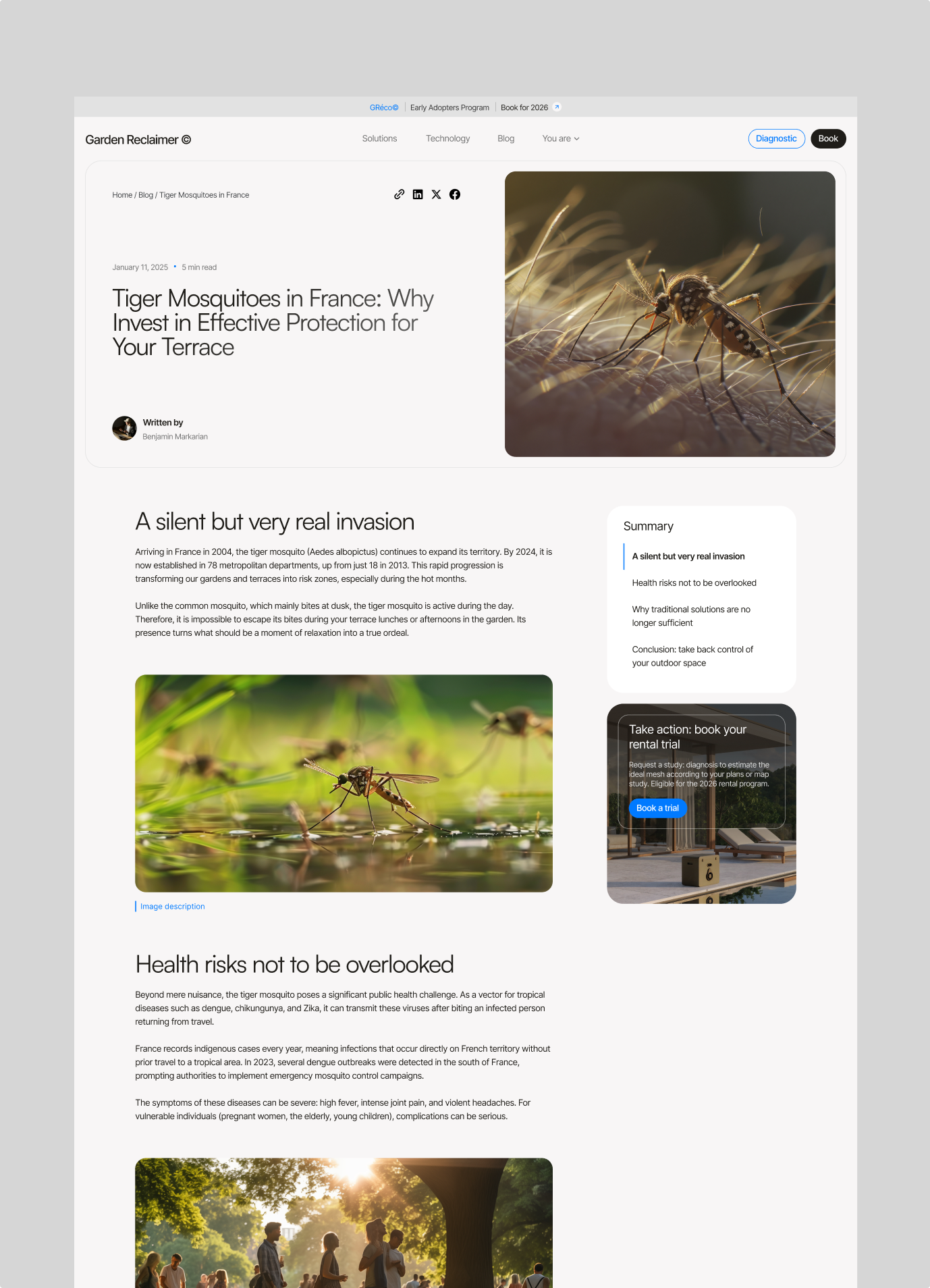 Garden Reclaimer blog article about tiger mosquitoes