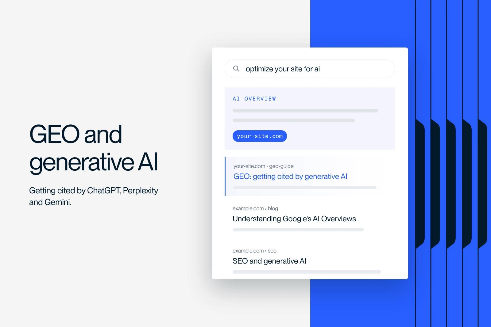 Synqro thumbnail: a Google results page with an AI overview citing your site as a source