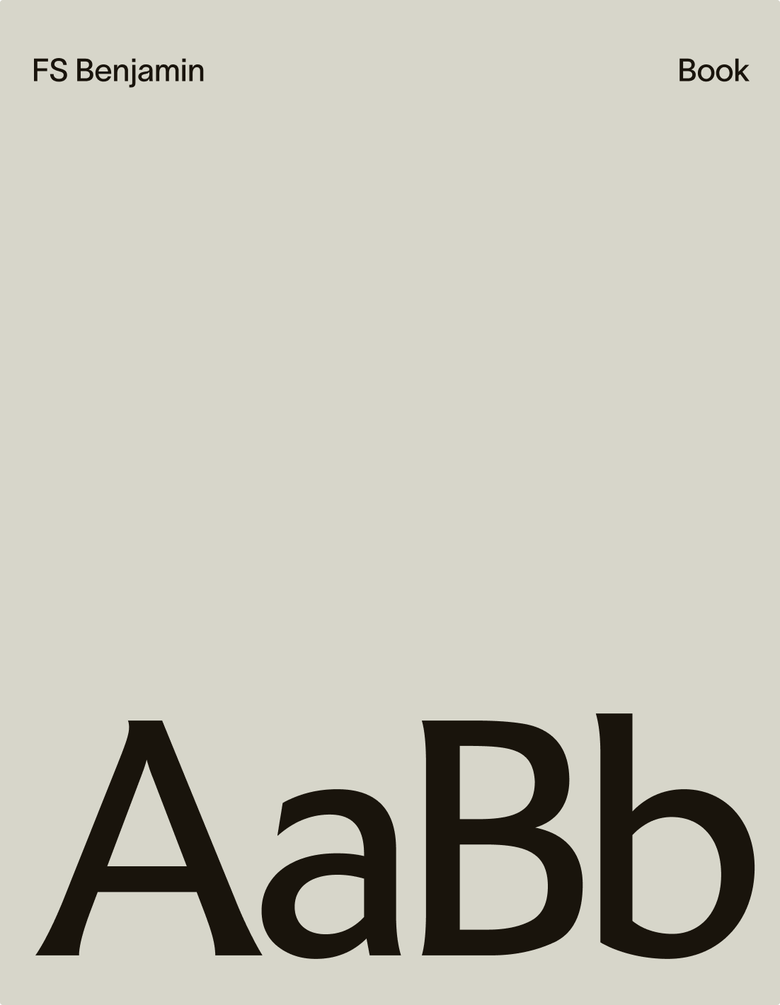 Specimen of FS Benjamin Book, the Circul’R typeface: “AaBb”