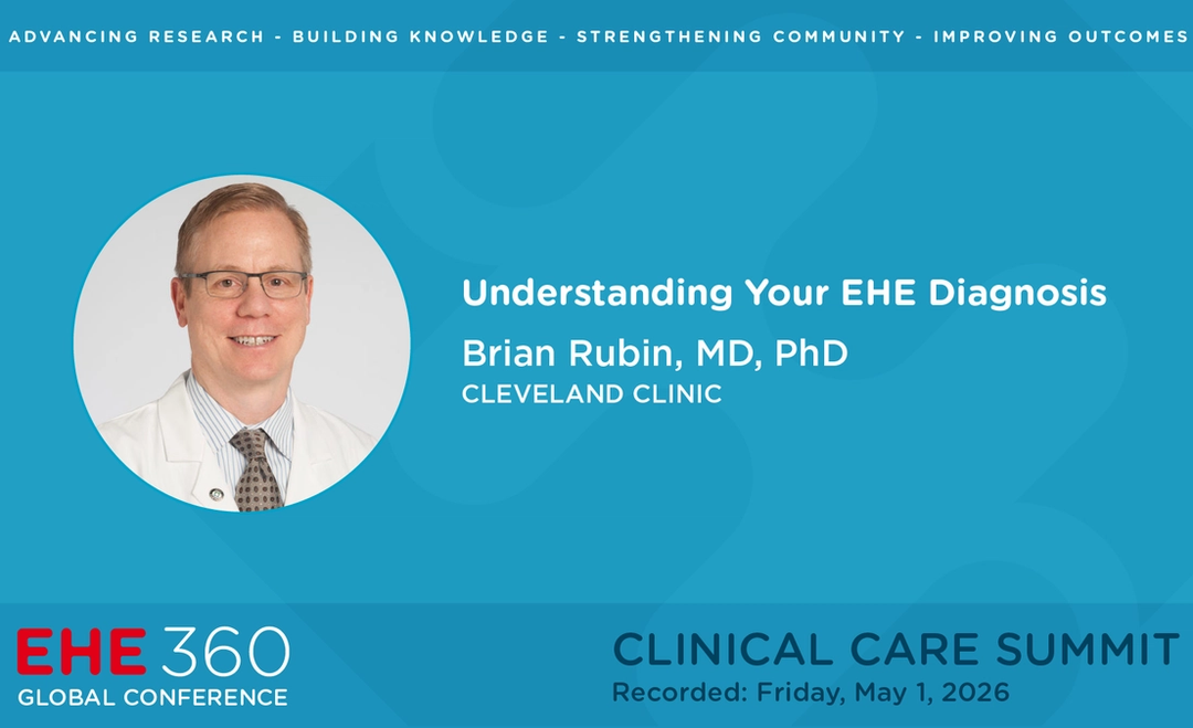Cover slide for "Understanding Your EHE Diagnosis" presented by Dr. Brian Rubin