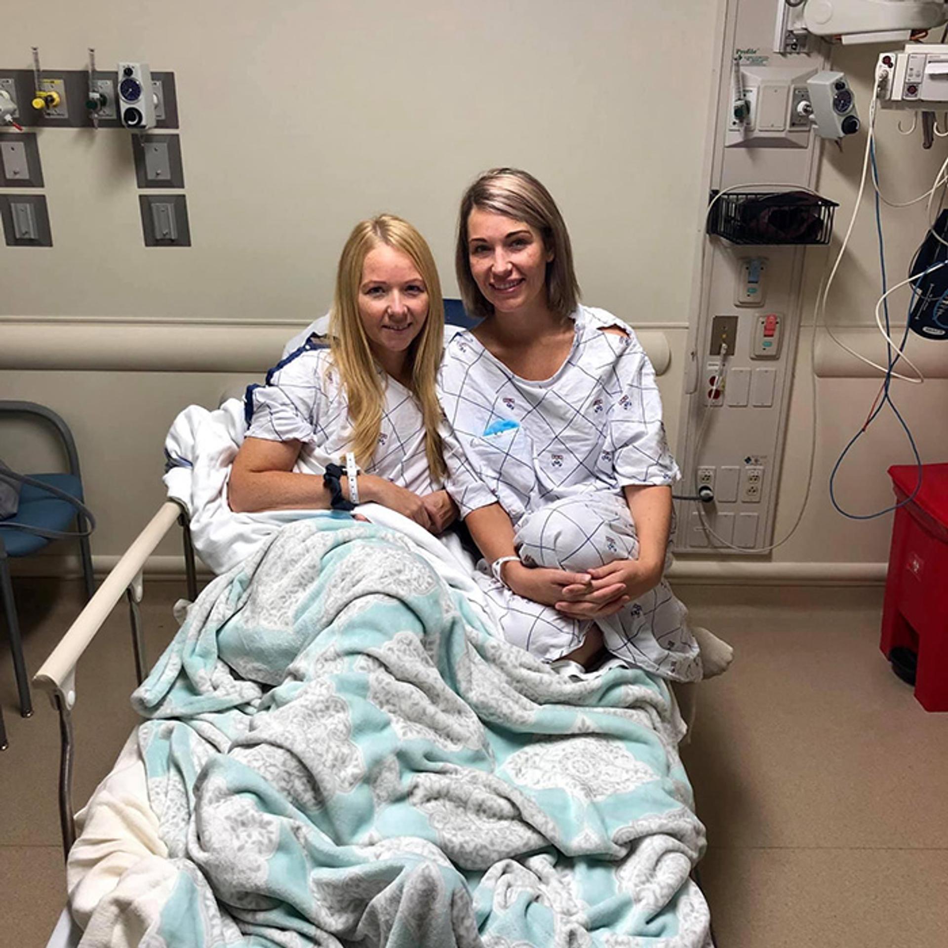 Stacey and her sister prior to transplant