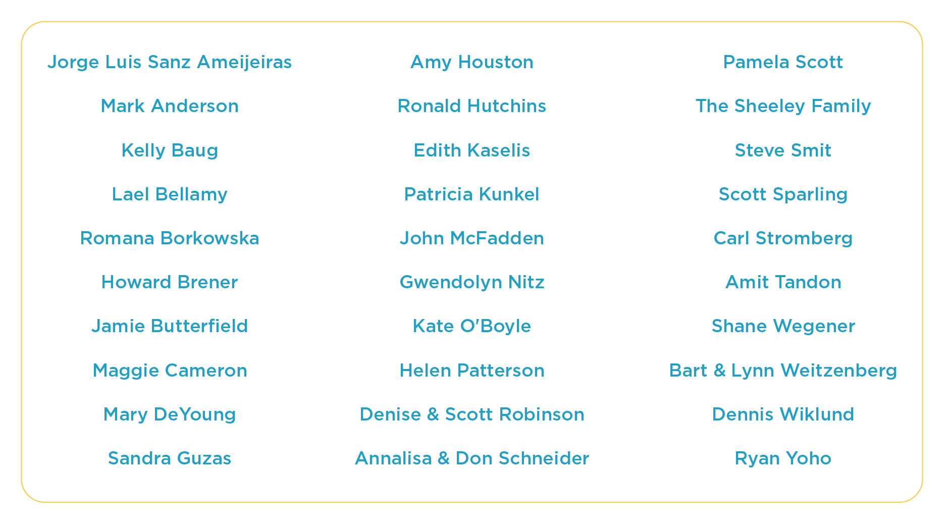 list of EHE Foundation recurring donors
