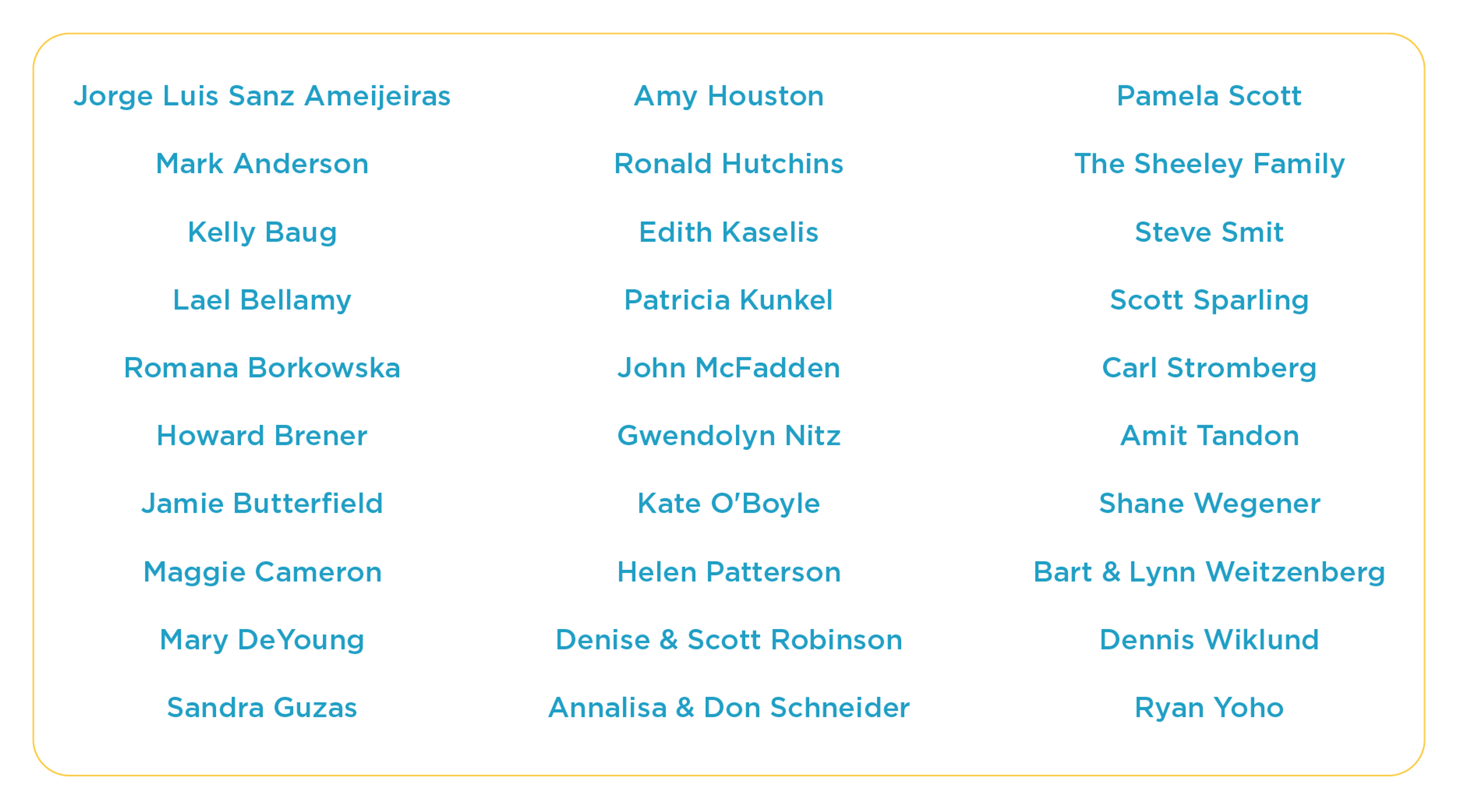 list of EHE Foundation recurring donors