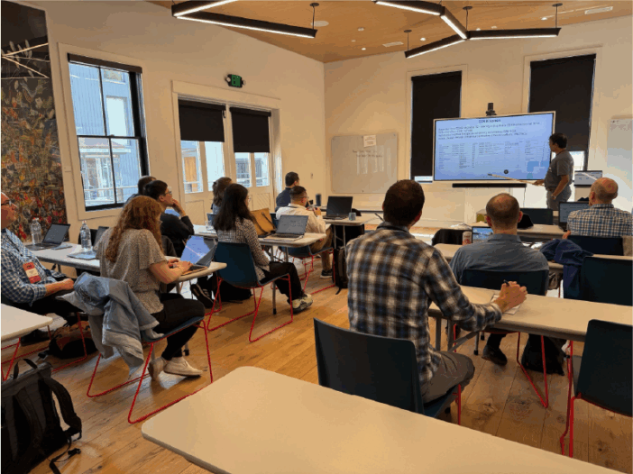 a class room of people