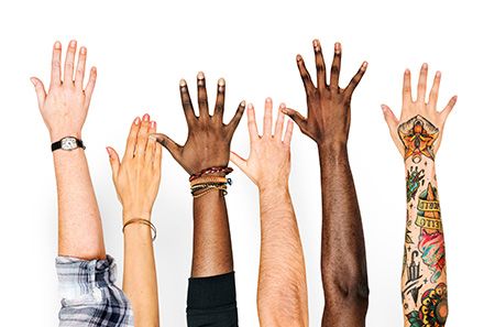 hands raised