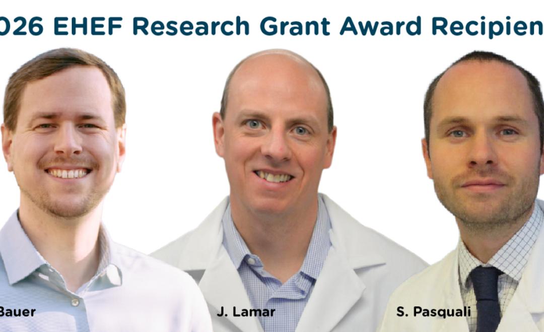 A picture of the three EHEF Reesearch Grant Award Recipients: J. Bauer, J. Lamar, S. Pasquali