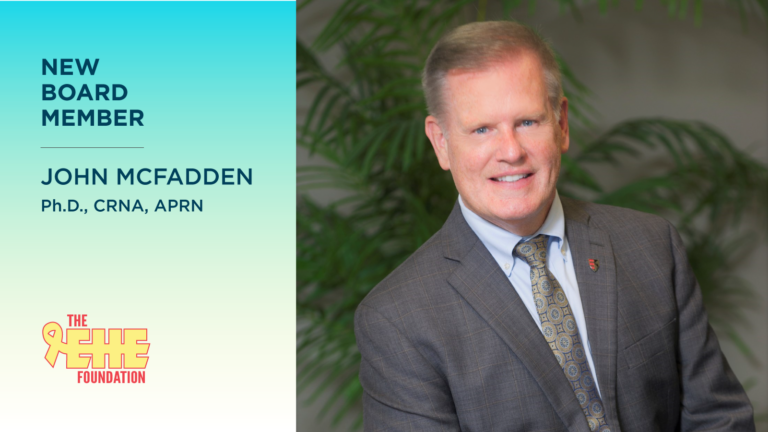 An image of John Mcfadden next to a graphic that reads: New Board Member John McFadden Ph.D., CRNA, APRN