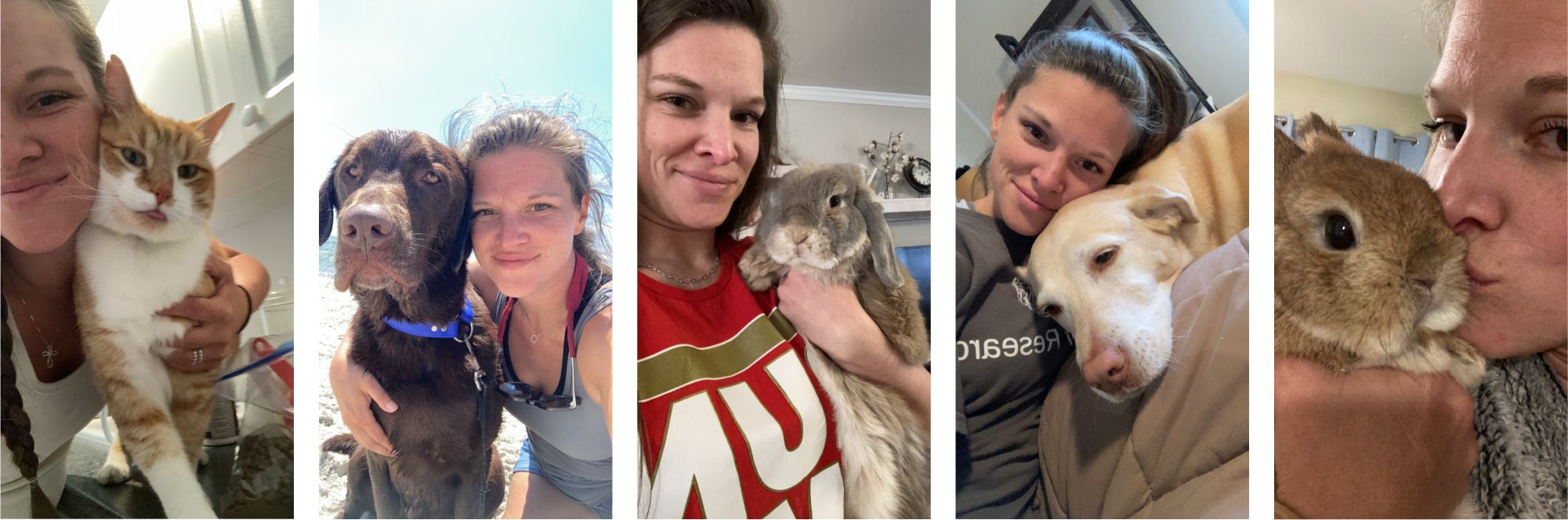 5 images of Kristi and her pets