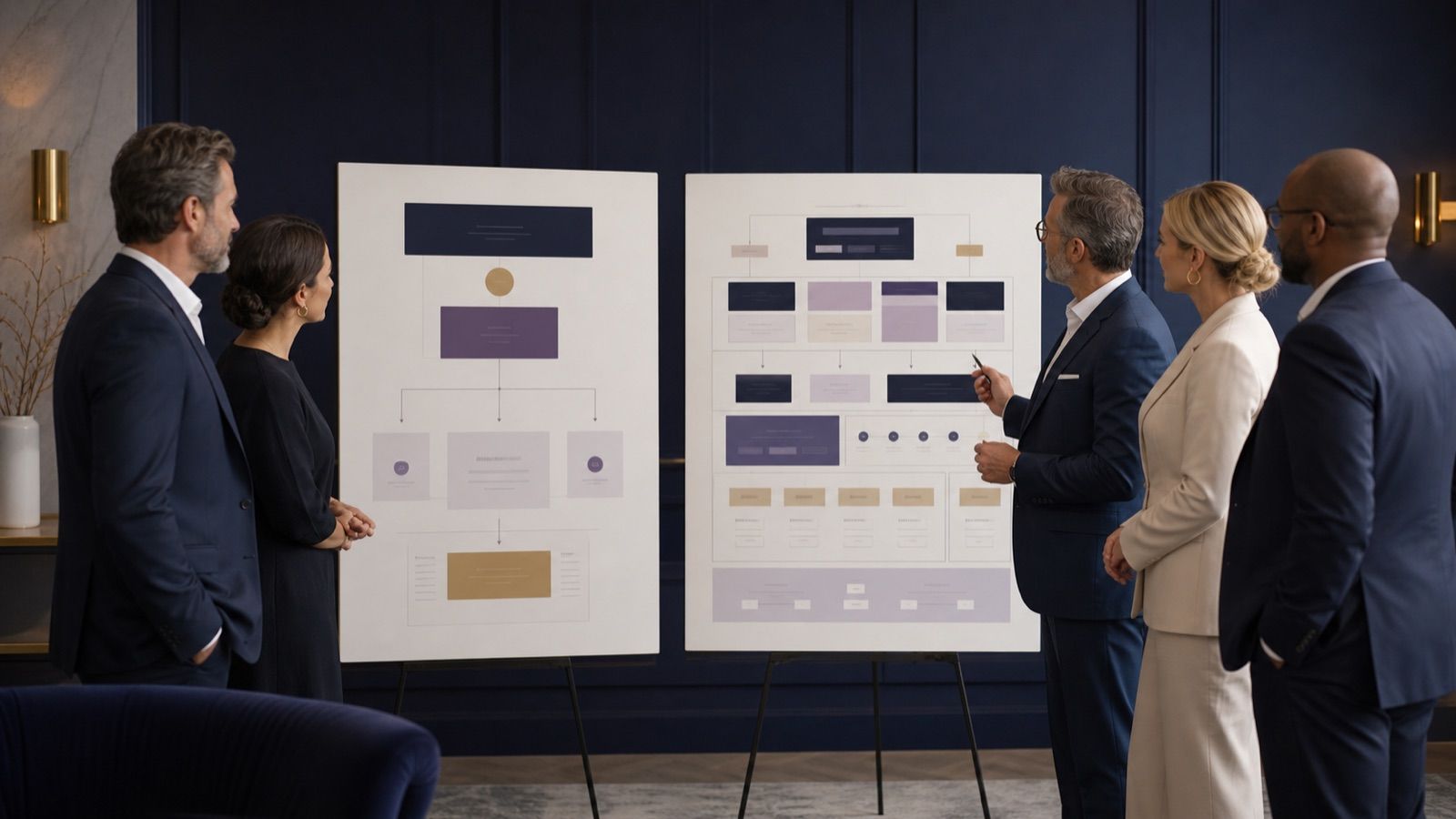 Professional services team compares a focused conversion path with a deeper authority website structure.