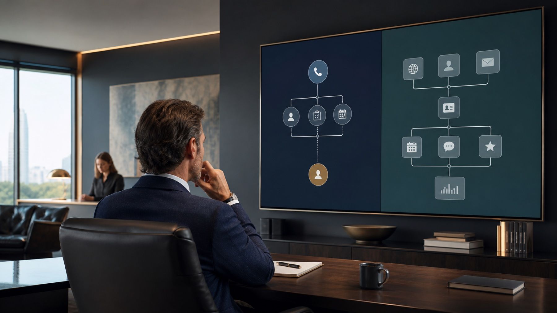 A professional firm principal compares a focused phone reception product with a broader connected customer intake system