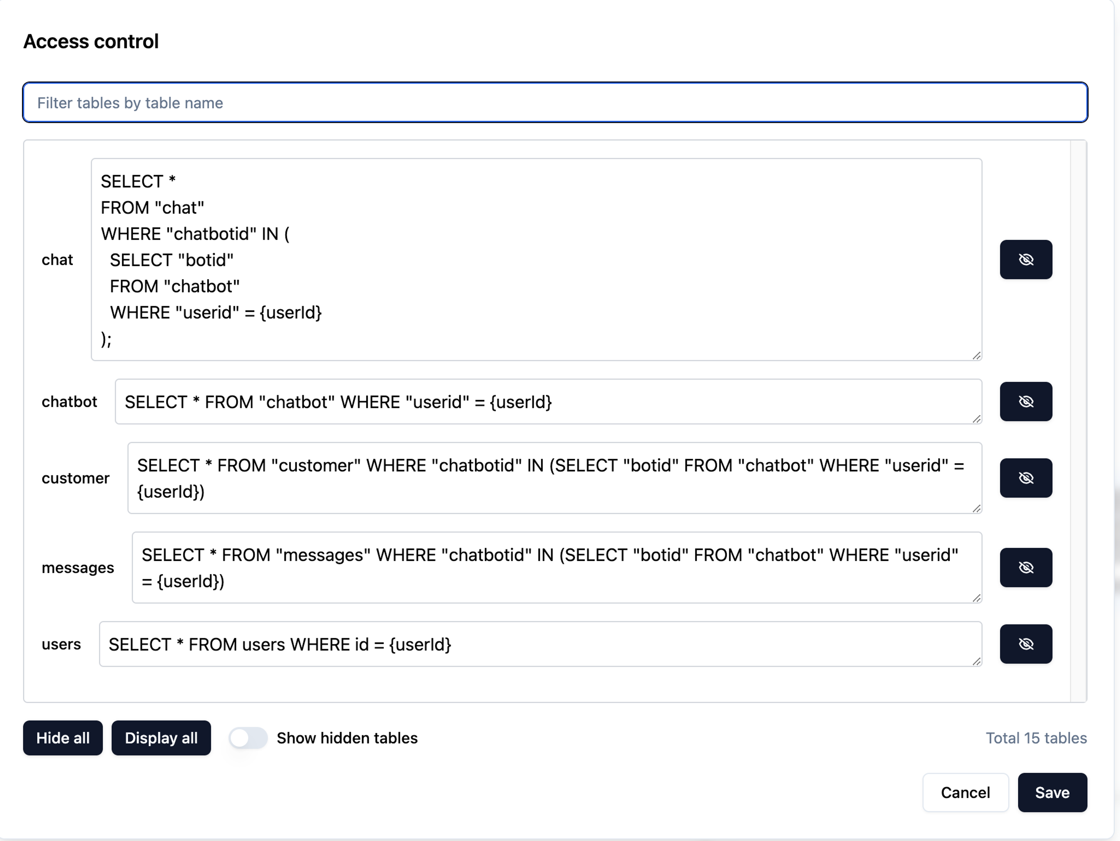 User level access control for LLM Agent interacting with database