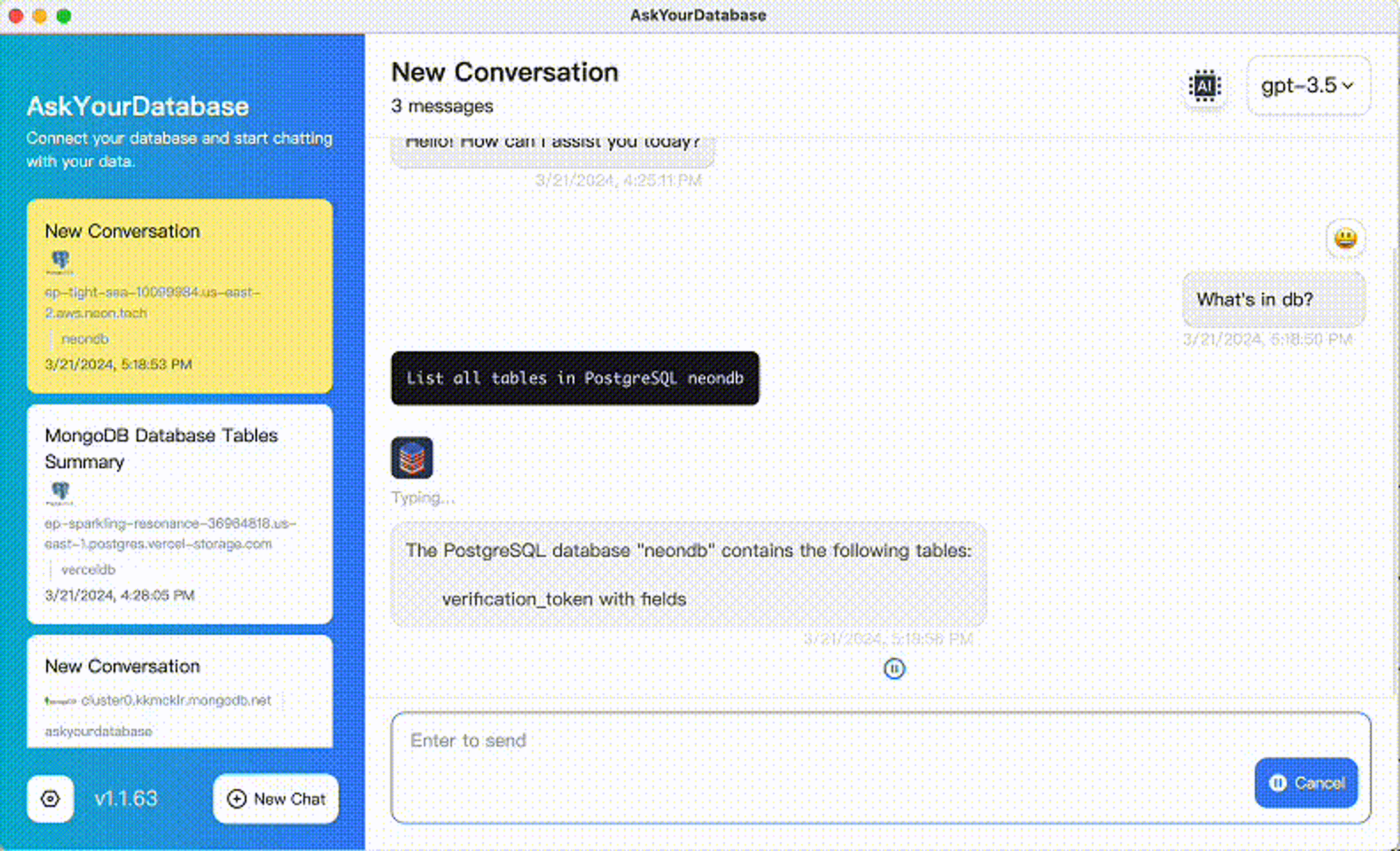 Chat with your MySQL database in Chatbot