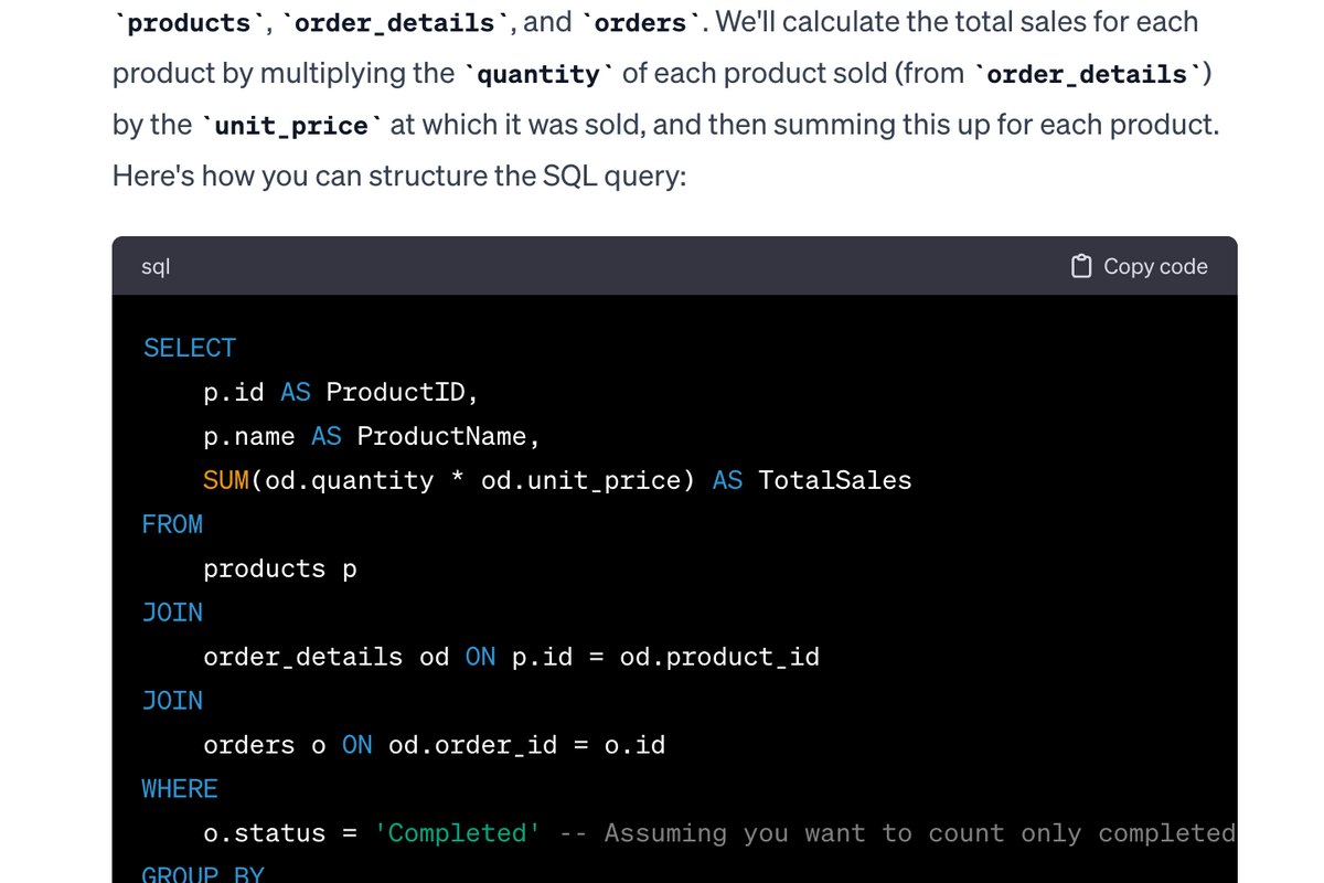 Get the SQL