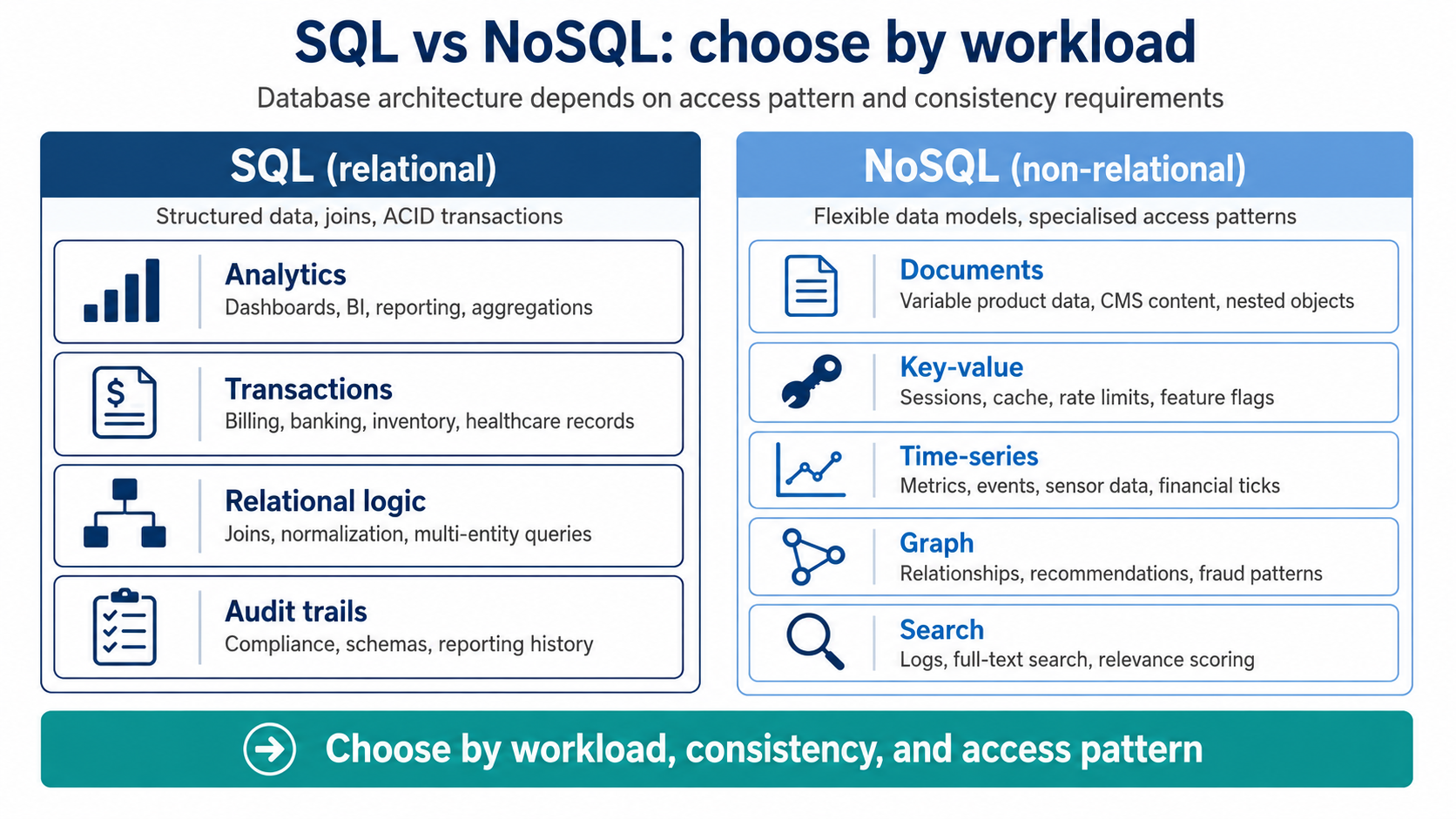 Sql vs nosql workload decision map