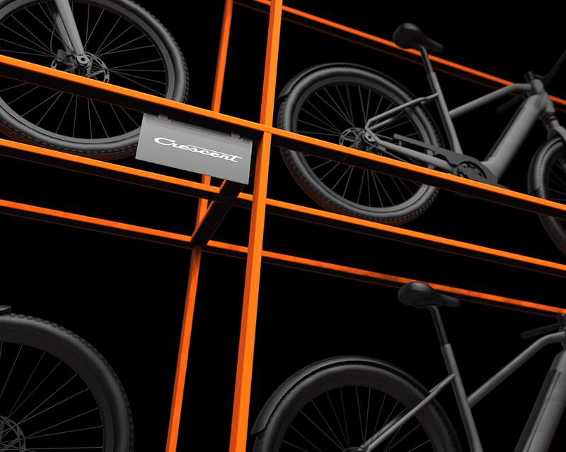 a row of bicycles are stacked on top of each other on a shelf .
