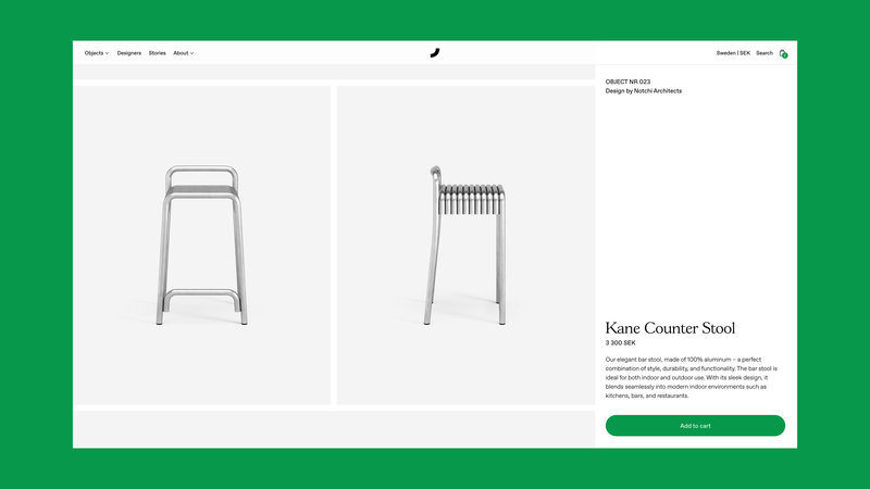 Desktop view of bebo product page