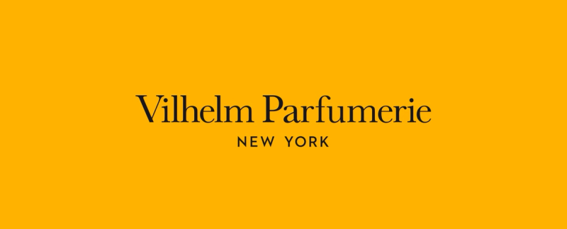 Vilhelm Parfumerie NEW YORK text on an orange-yellow background.