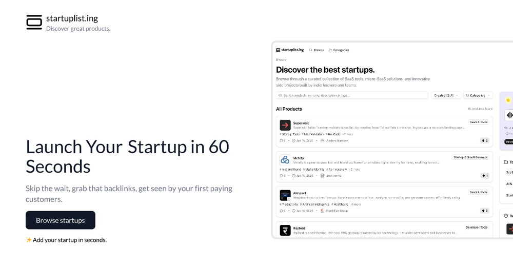 image of Startup Listing