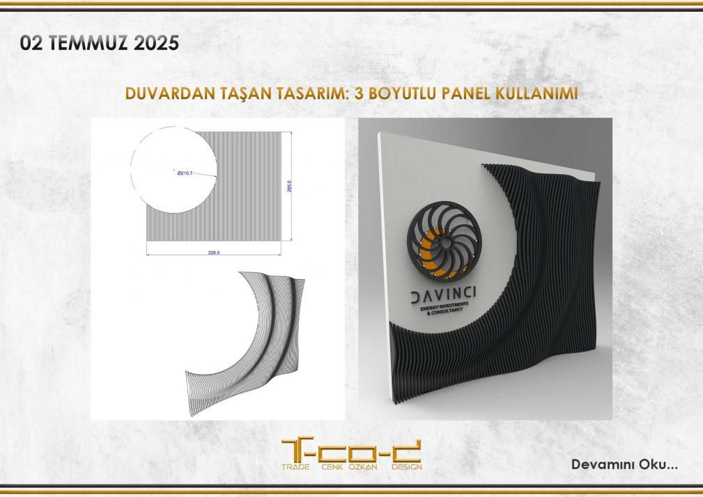 DUVARDAN TAŞAN TASARIM: 3 BOYUTLU PANEL KULLANIMI