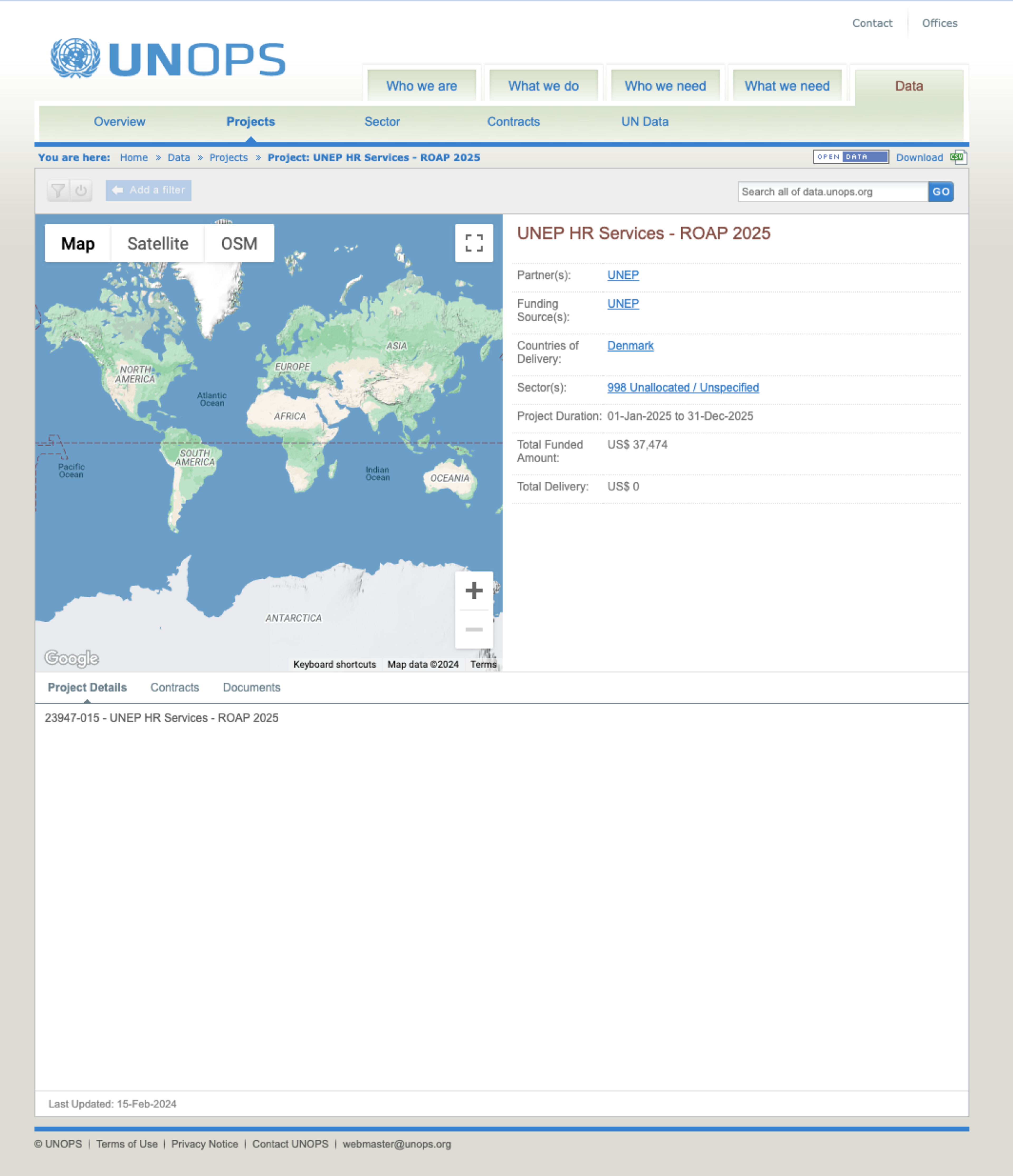 Page showing map and two tables of data.