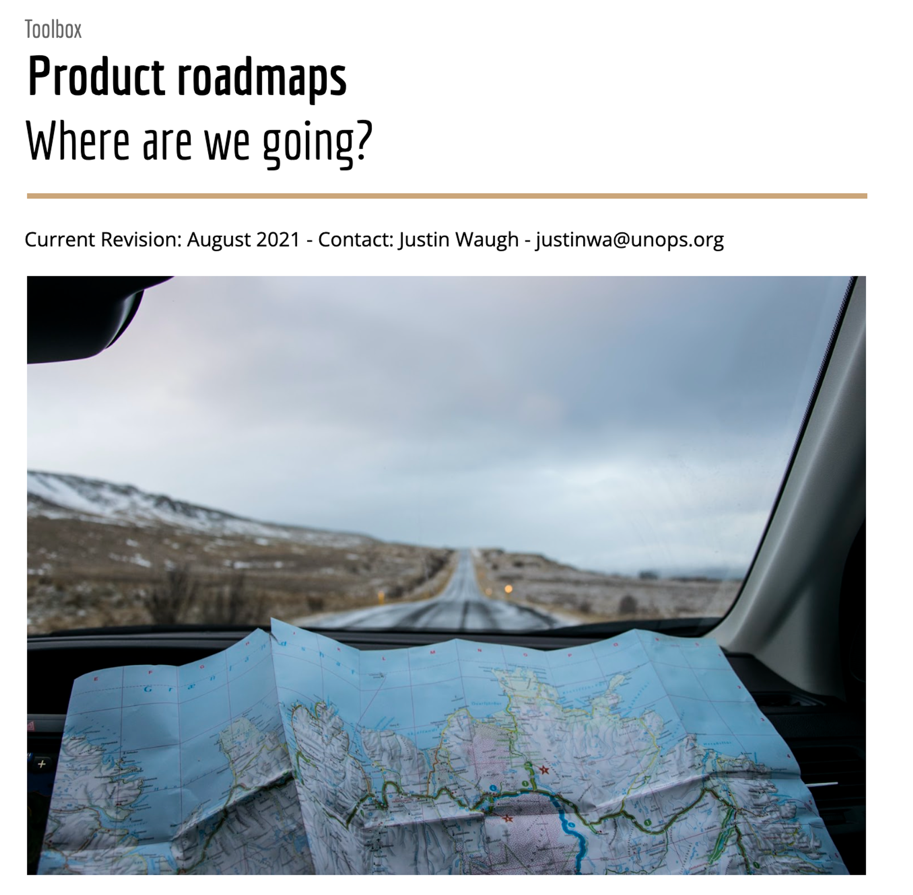 A screenshot of a document on product roadmaps.