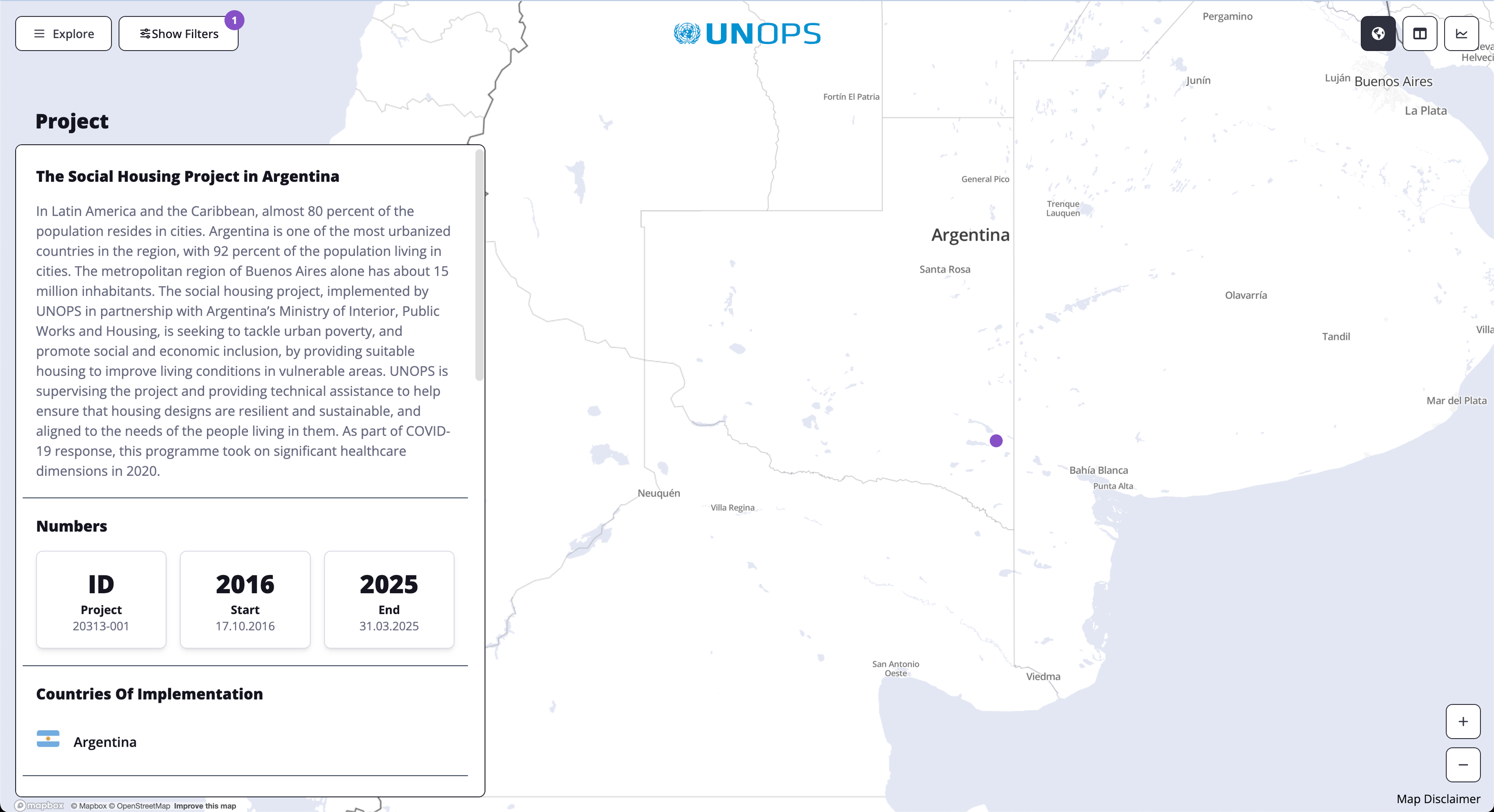 A page showing a table of data and a map of Argentina.