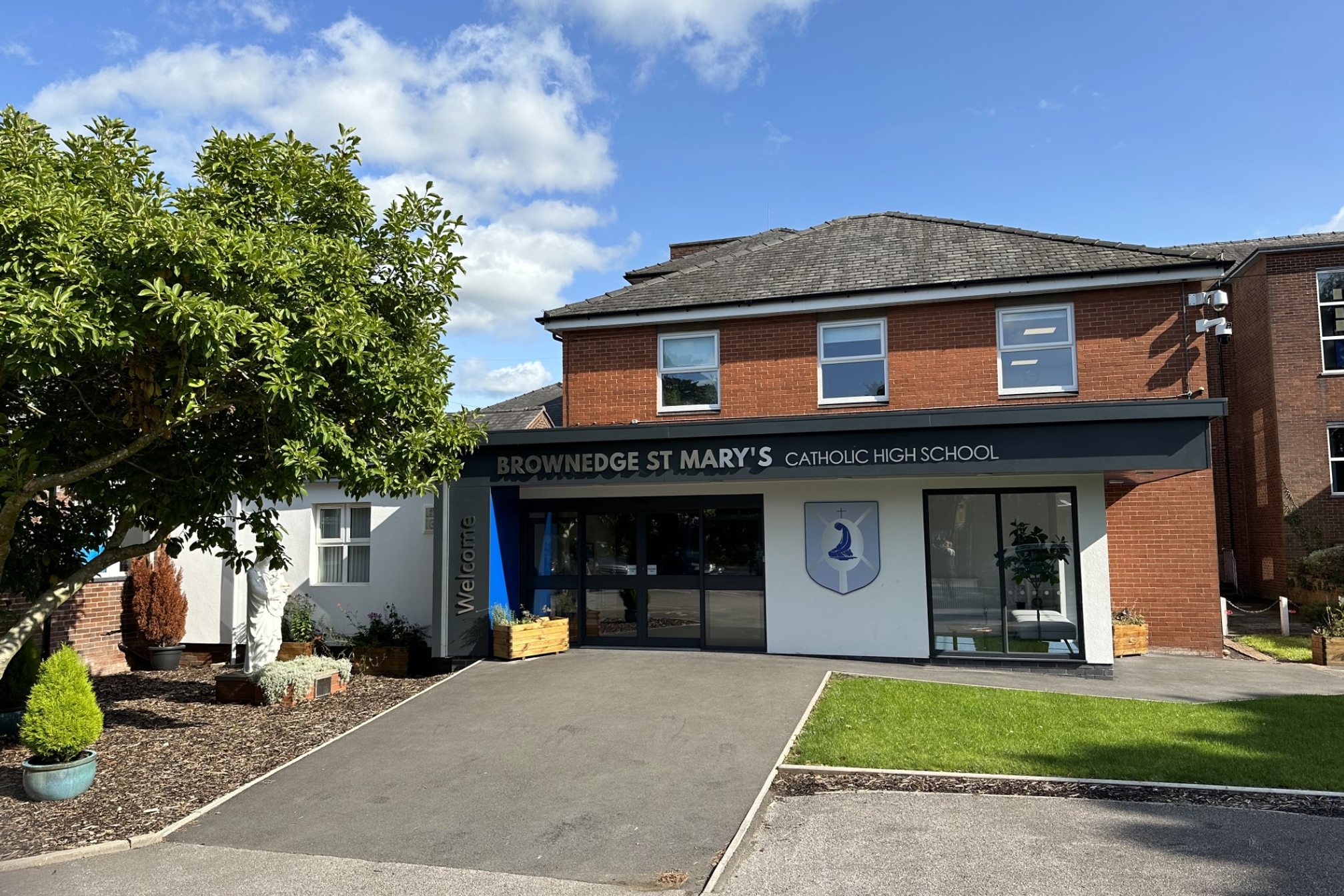 A photograph of the entrance to Brownedge St Mary's School