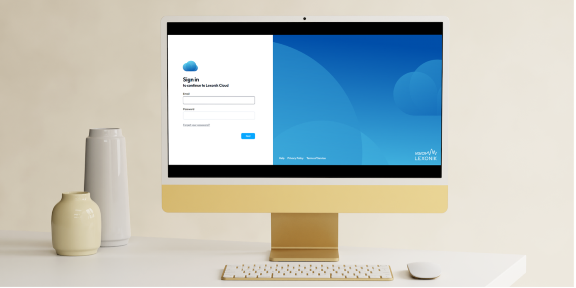 The new Lexonik Cloud sign in screen
