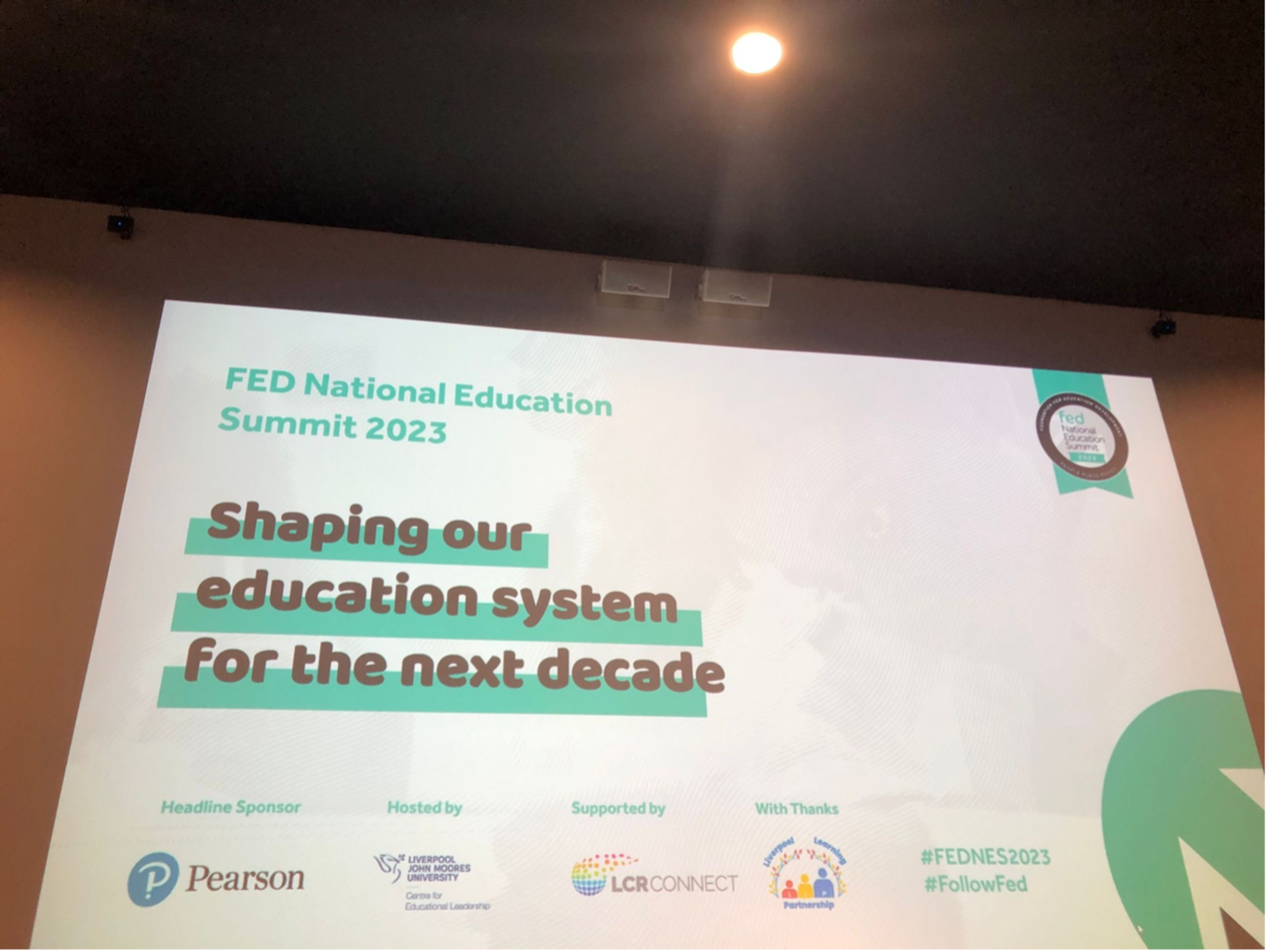 The screen from the slideshow at the event "Shaping our education system for the next decade"