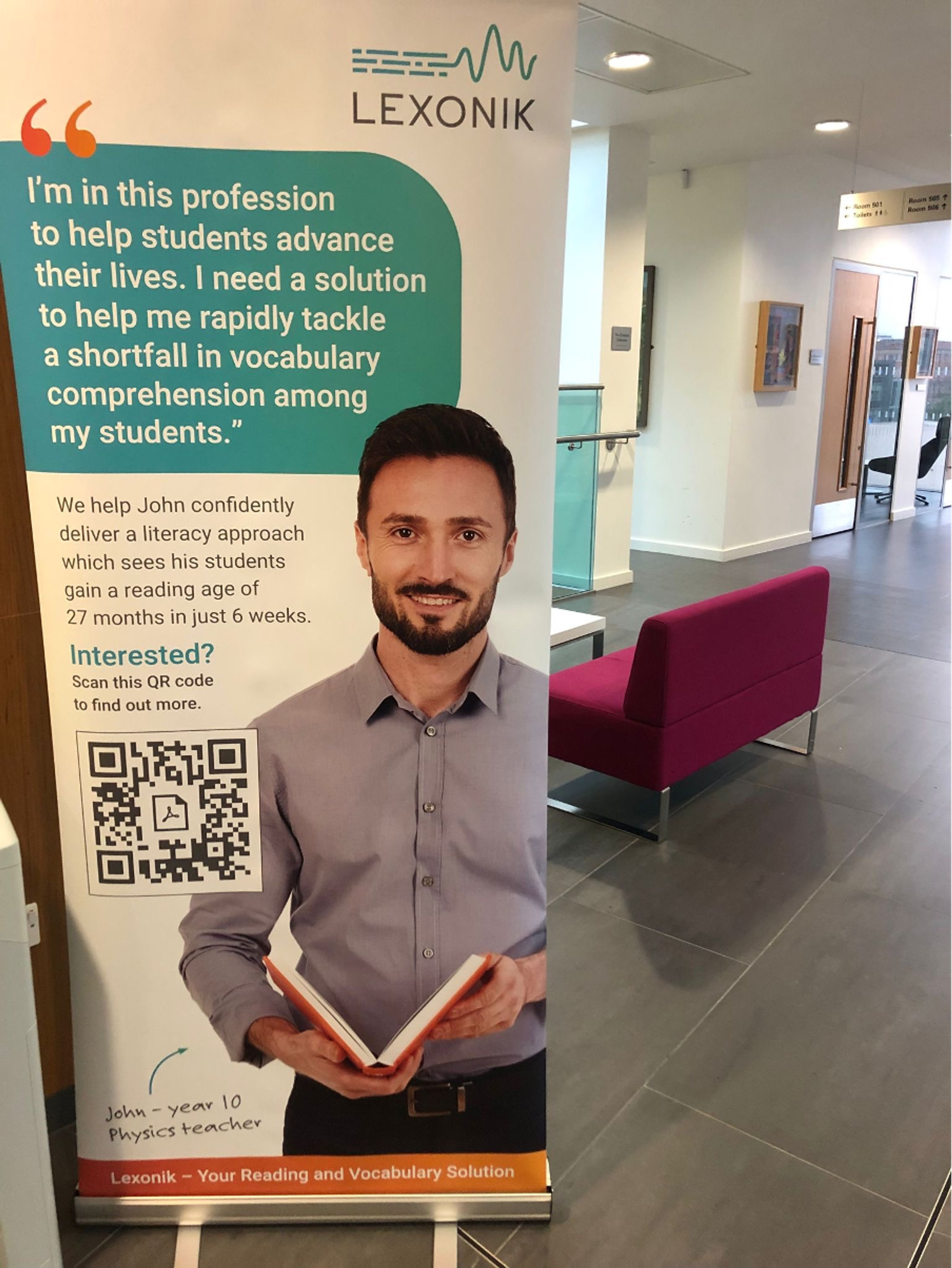 A branded Lexonik poster at the event.