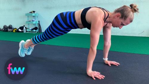 Kindal showing ballerina toes and how it helps your pushup position.