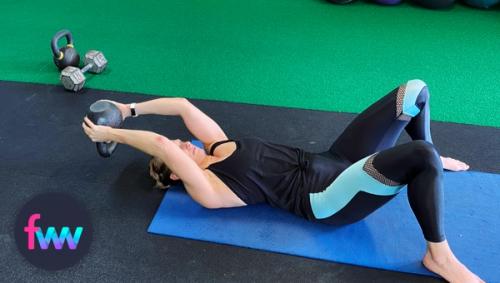 Kindal showing a great pull over with a kettlebell.