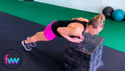 Kindal showing the bottom of the high box diamond pushup.